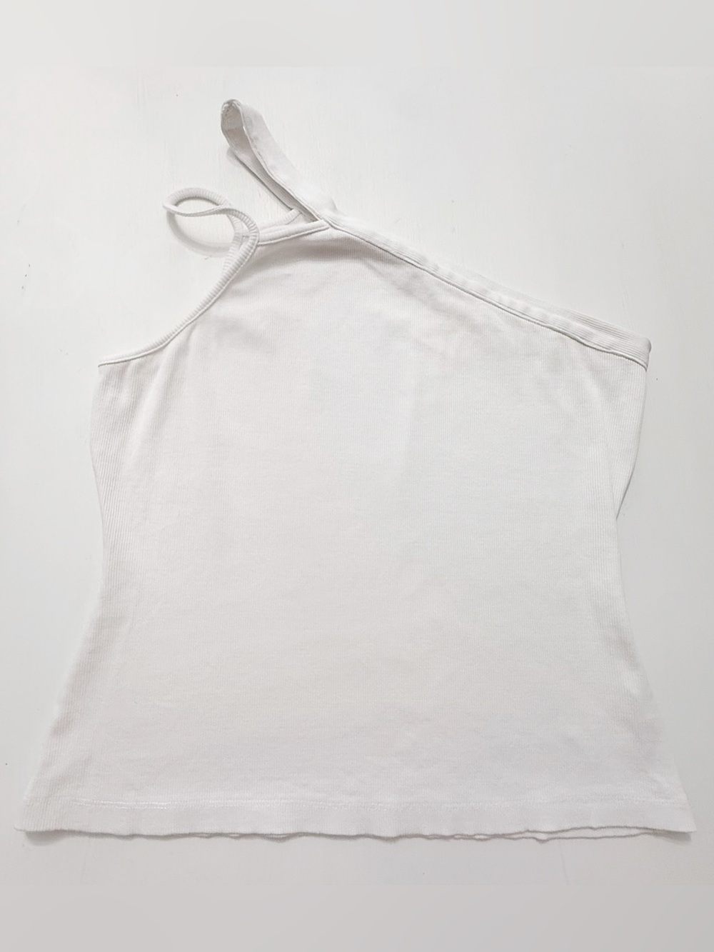 Maeve Anthropologie XL White Ribbed One Shoulder Tank Top